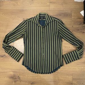 MAAC Limited Edition 3 of 100 Button Up Striped Dress Shirt Yellow Blue Black S